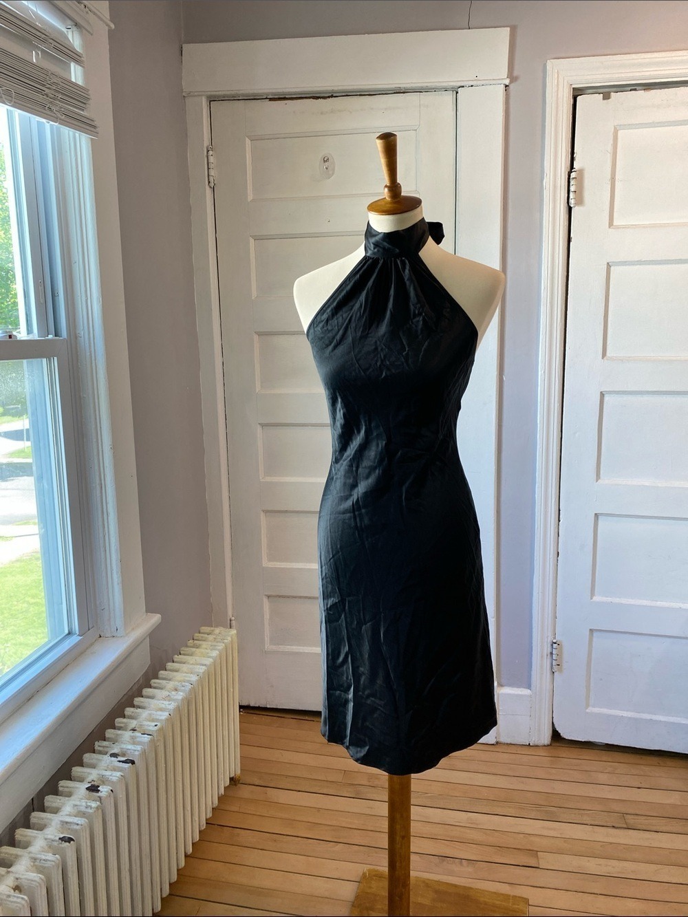 Hugo Buscati Black Silk Halter Cocktail Dress, Size 6